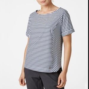 Helly Hansen Thalia Stripe Relaxed Blouse Nautical Top Shirt Boat Neck Sailing M